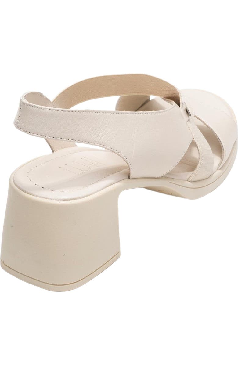 Forever & Always Shoes Crina Elasticated Leather Chunky Heel Sandal, Alternate, color, Beige Leather