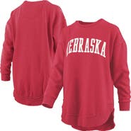 PRESSBOX Women's Pressbox Scarlet Nebraska Huskers Melange Poncho Vintage Fleece Long Sleeve Pullover Sweatshirt