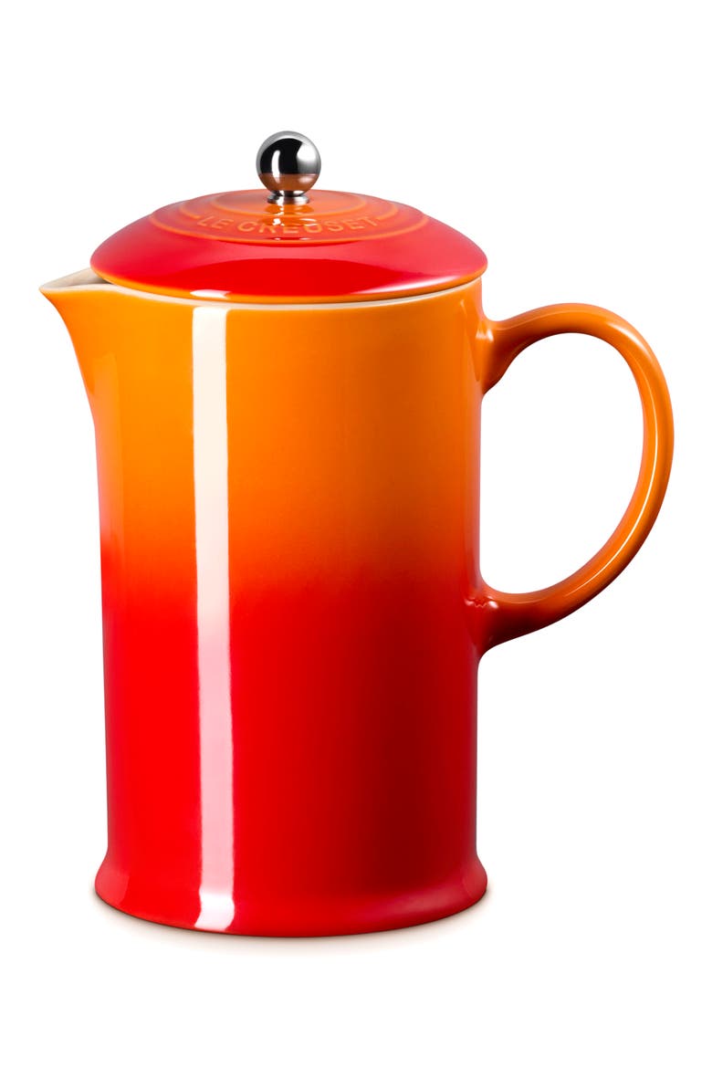 34-Ounce Stoneware French Press, Main, color, FLAME