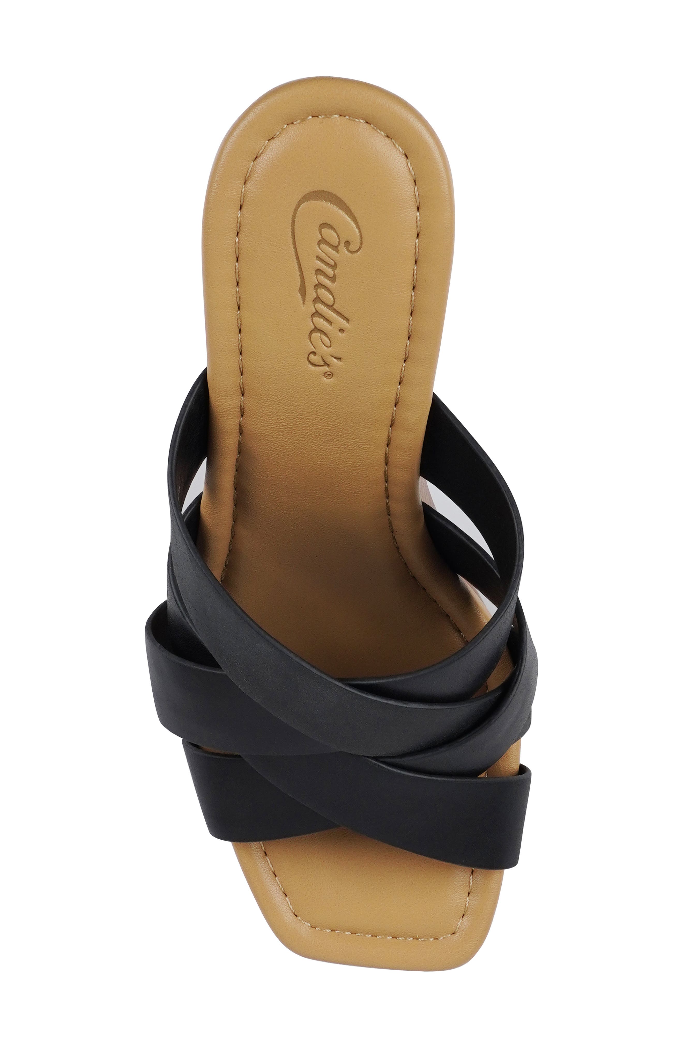 Candie's Marlie Platform Slide Sandal, Alternate, color, Black Leather
