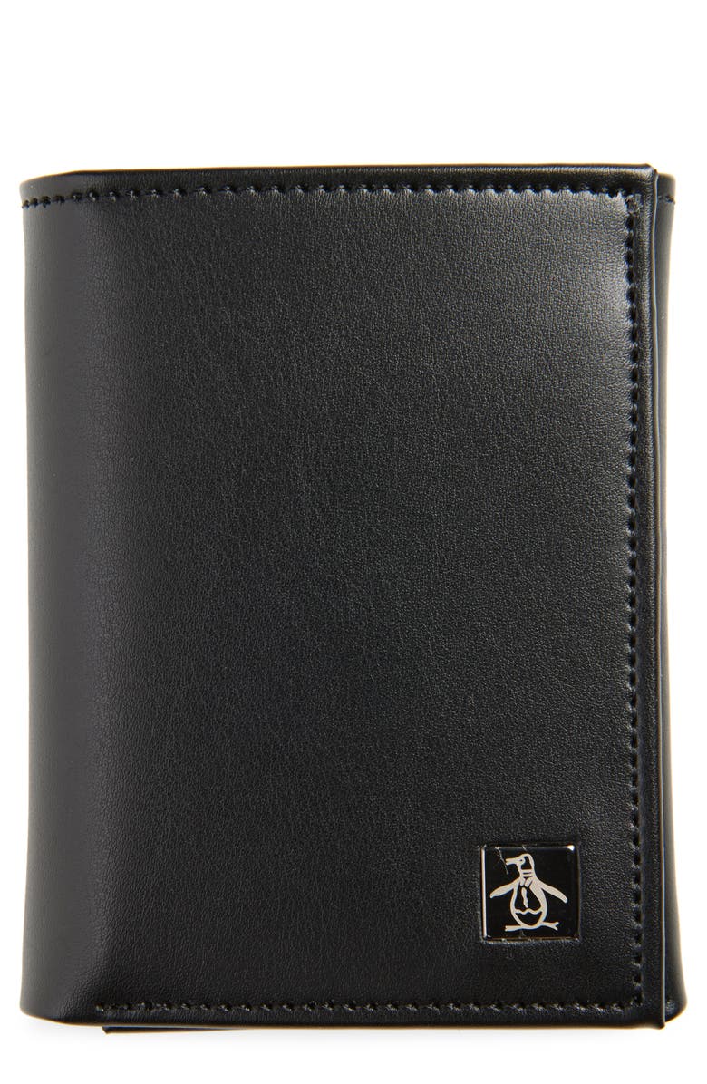 Original Penguin Leather Trifold Wallet, Main, color, 