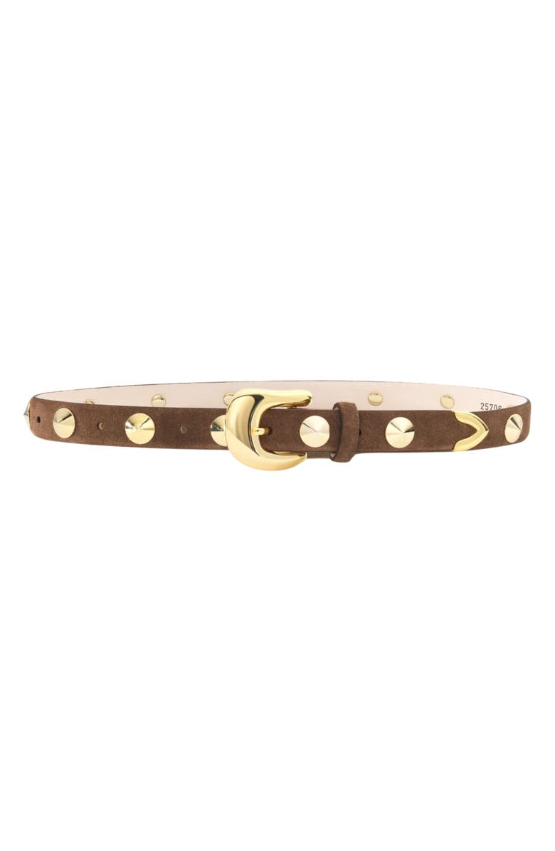 AUREUM Studded Belt, Main, color, Chocolate And Gold
