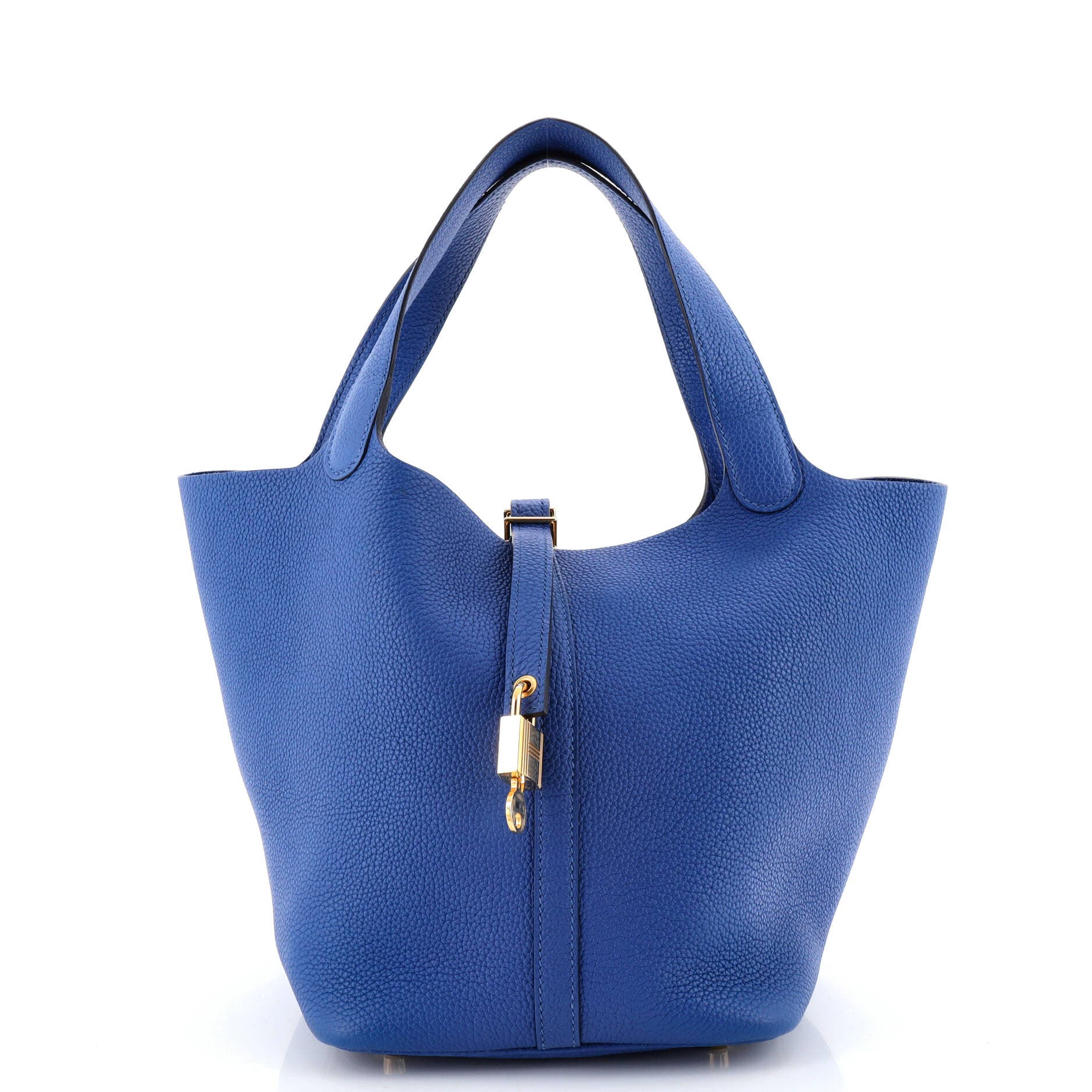 Pre-Owned Hermes Picotin Lock Bag Clemence MM, Main, color, Bleu France