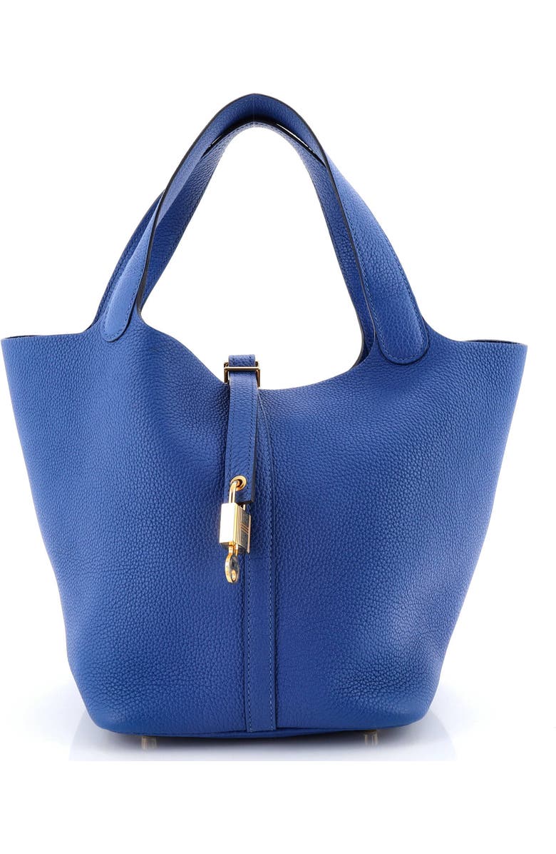 Pre-Owned Hermes Picotin Lock Bag Clemence MM, Main, color, Bleu France