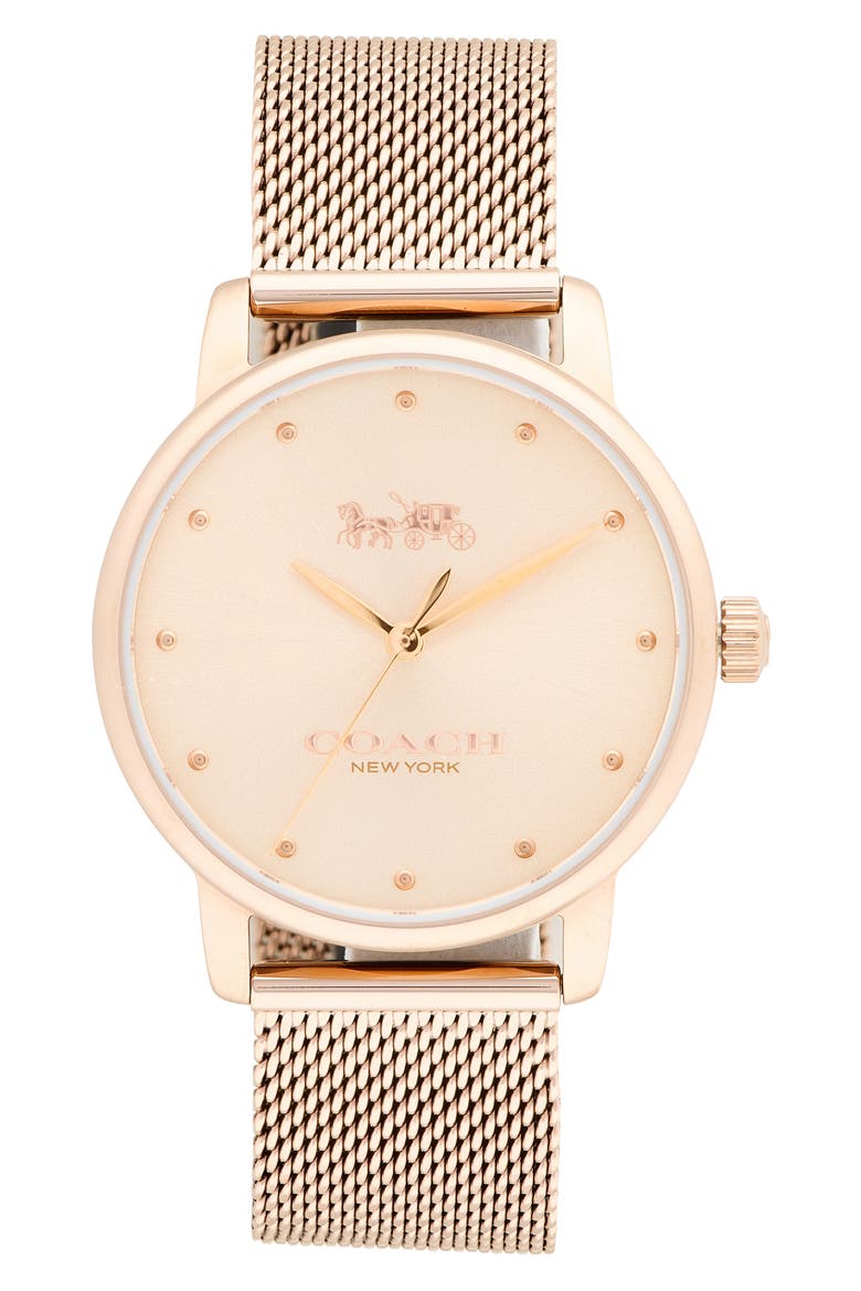 Grand Mesh Strap Watch, Main, color, CARNATION GOLD