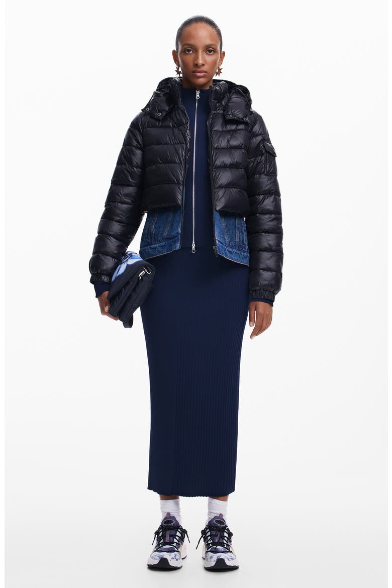 Mich Layered Puffer Coat, Alternate, color, BLACK