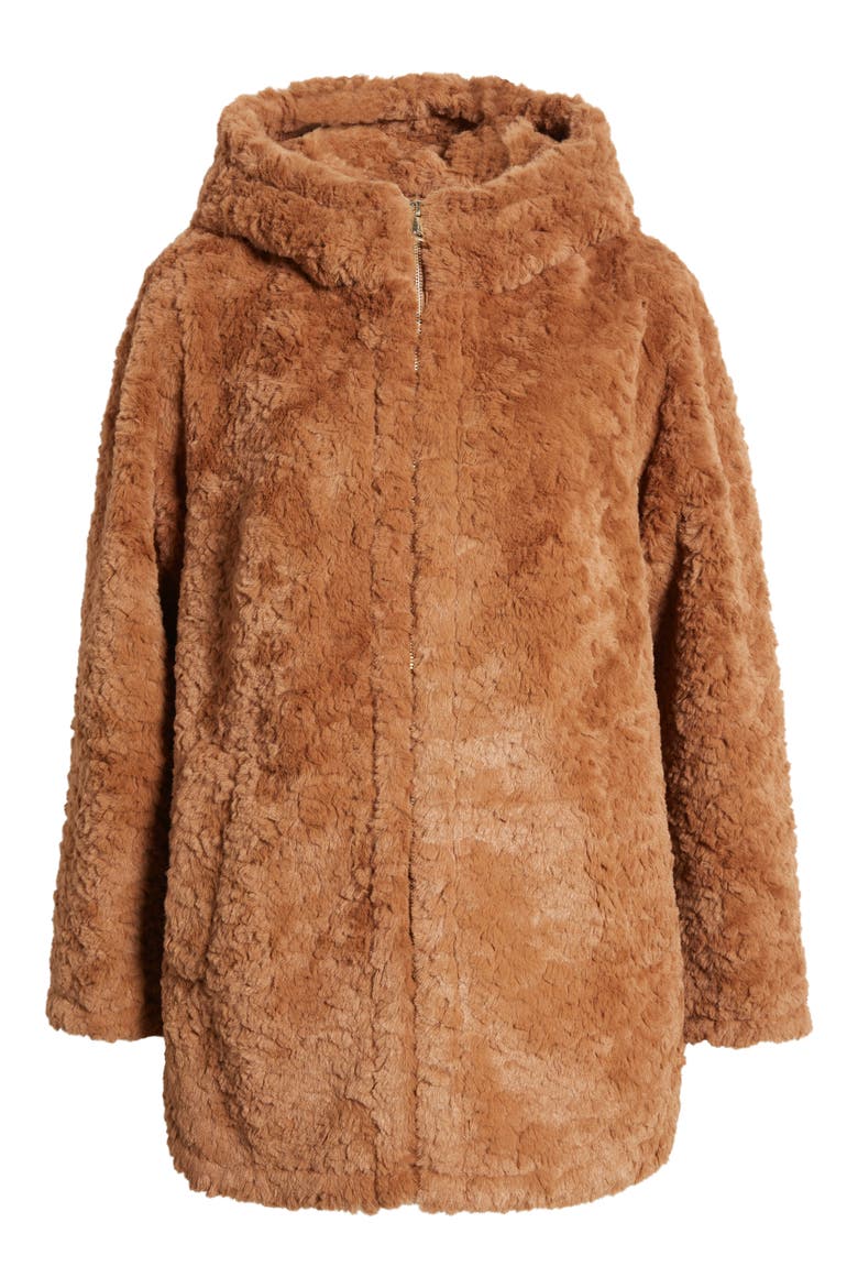 Textured Faux Fur Jacket, Alternate, color, CAMEL
