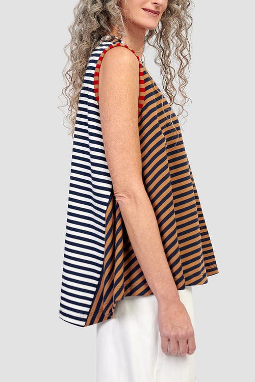 ALEMBIKA ALEMBIKA MIXED STRIPES SLEEVELESS TOP WITH ASYMMETRIC HEM