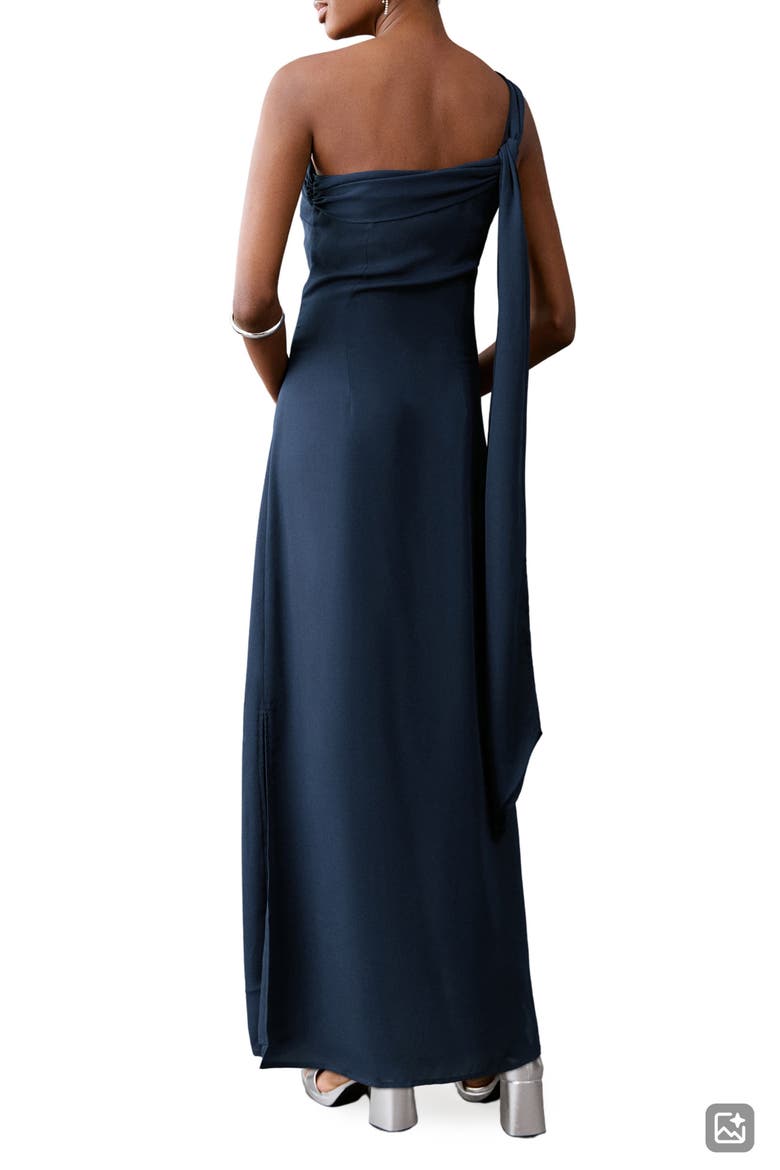 One-Shoulder Midi Dress, Alternate, color, DARK NAVY