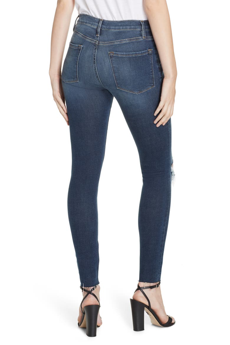 Le Skinny de Jeanne Ripped Raw Hem Ankle Jeans, Alternate, color, JOLIE