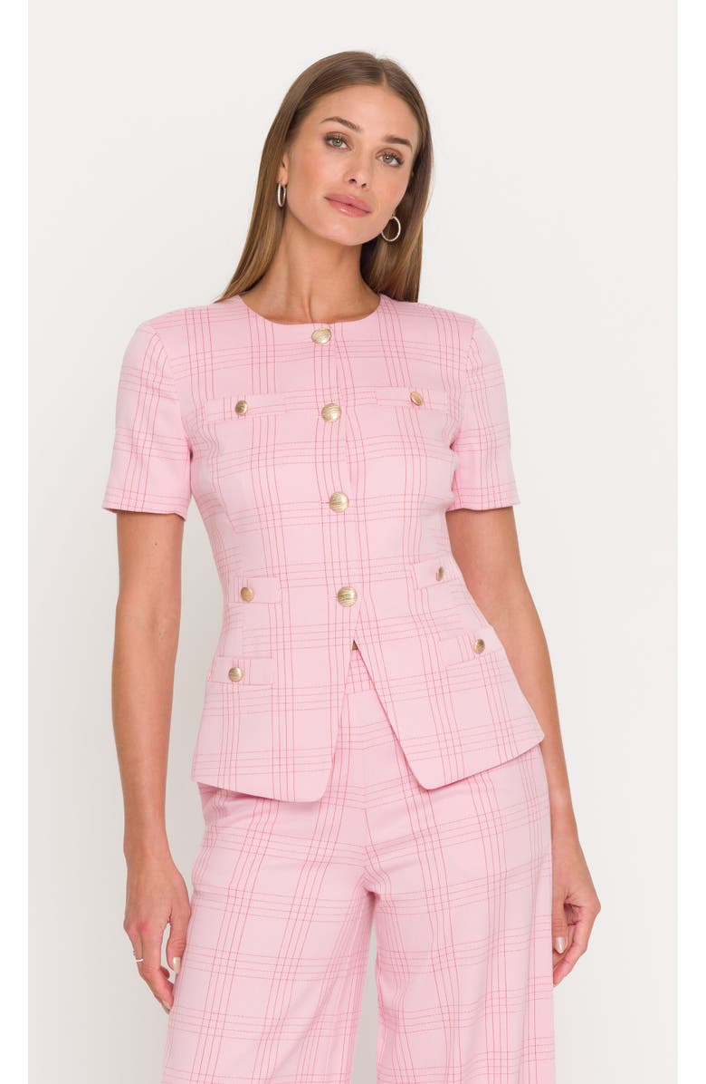 Generation Love Reyes Windowpane Suiting Jacket, Main, color, Pink/Red Plaid