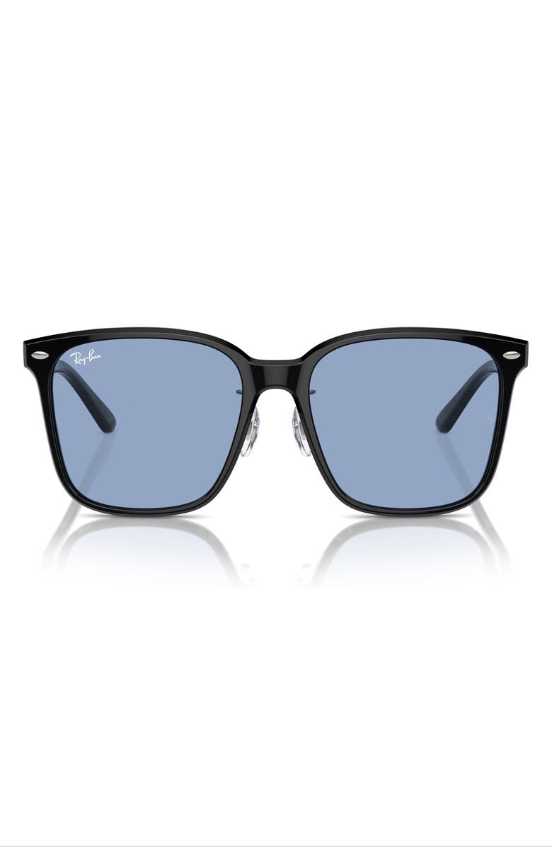 Ray-Ban Slim Square 57mm Sunglasses, Main, color, Black