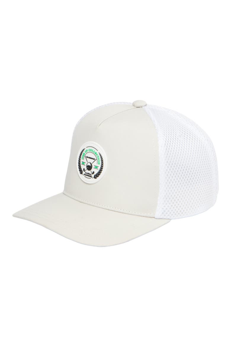 Course Print Trucker Hat, Main, color, WHITE