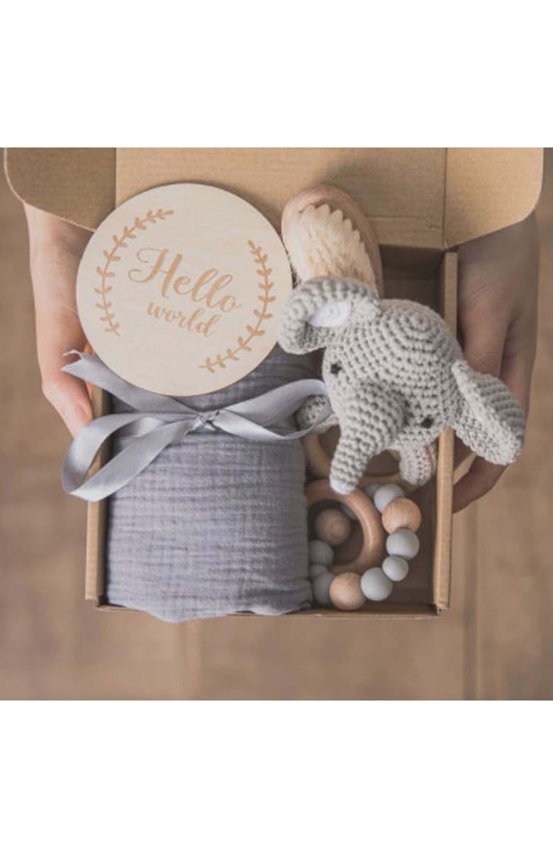 embé Newborn Baby Shower Gift Set, Alternate, color, Grey Elephant
