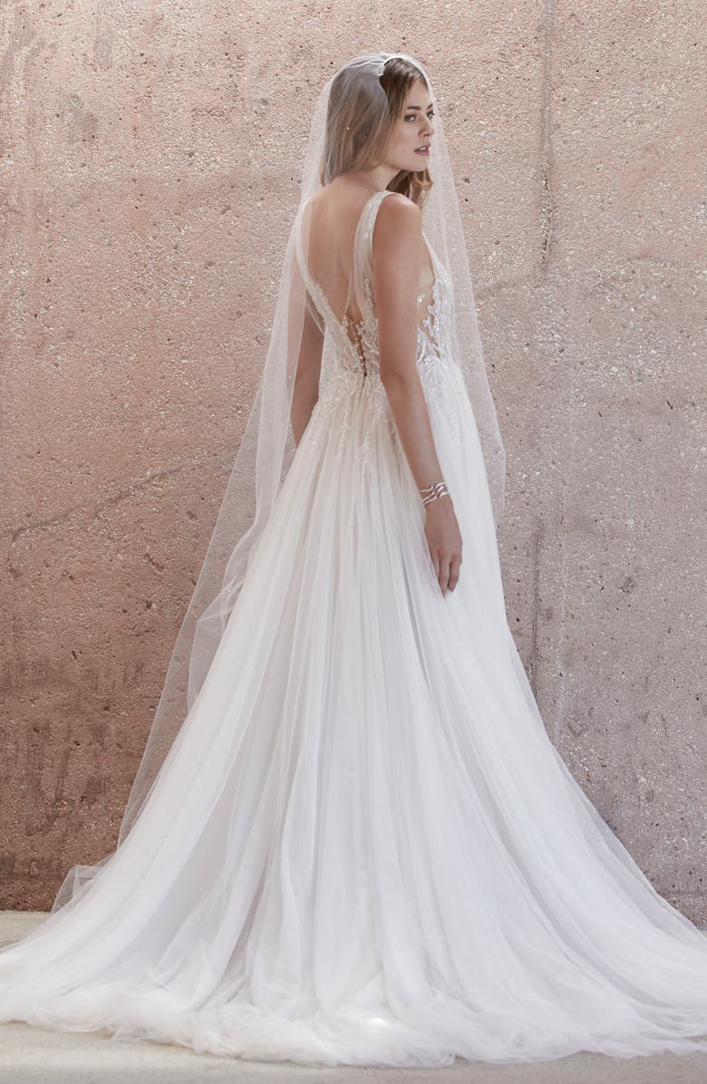 Watters Kroes Embellished Tulle Wedding Dress, Alternate, color, 