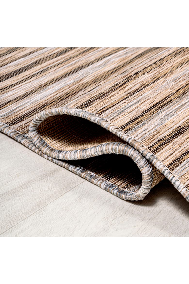 Finn Modern Farmhouse Pinstripe Indoor/Outdoor Area Rug, Alternate, color, Brown/Natural