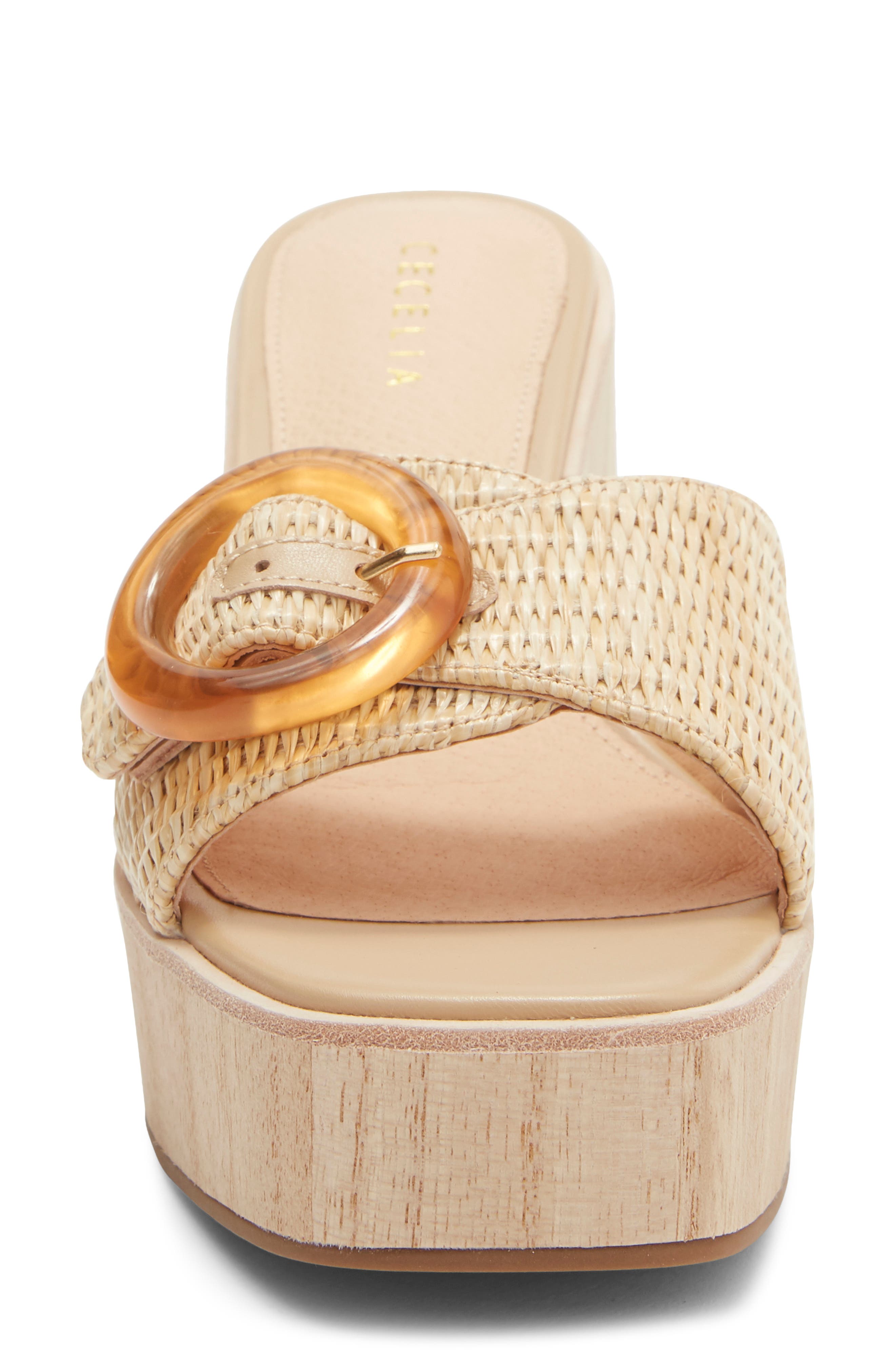 Cecelia New York Charlie Buckle Platform Slide Sandal, Alternate, color, Tea
