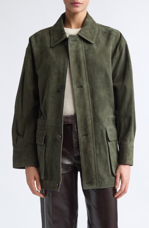 Maeve Lambskin Suede Field Jacket
