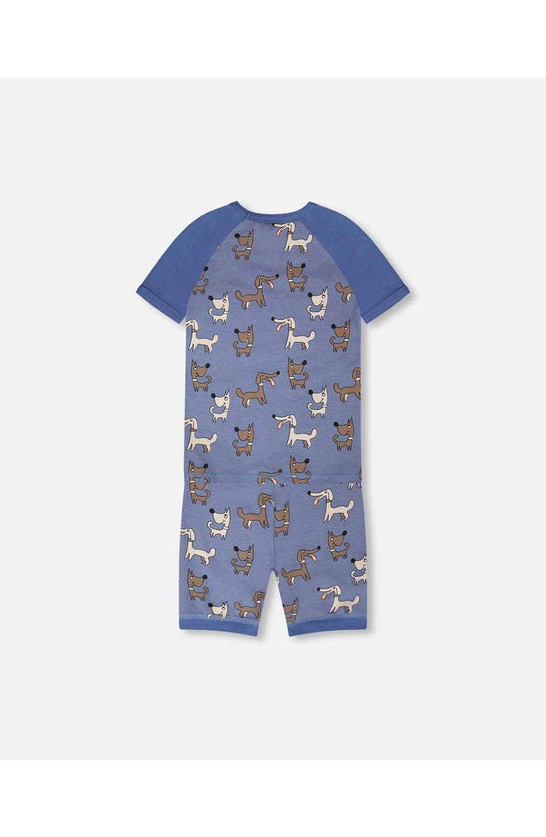 Deux par Deux Organic Cotton Dog Print Two-Piece Pyjama Set, Alternate, color, Blue Printed Dogs
