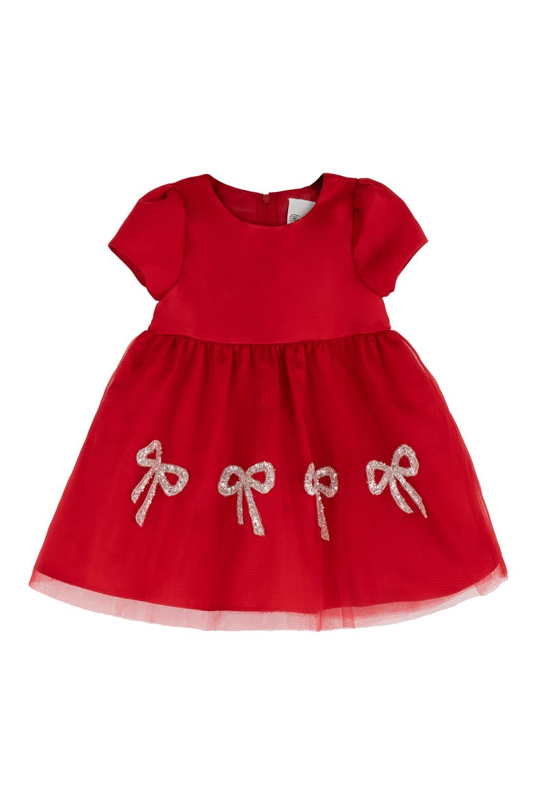 Faux Fur Jacket, Satin Dress & Bloomers Set, Alternate, color, RED