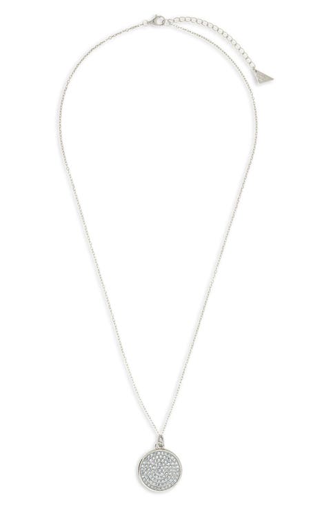 Pav9 Cubic Zirconia Circle Pendant Necklace