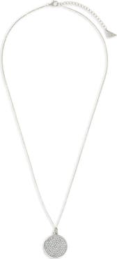 Sterling Forever Pavé Cubic Zirconia Circle Pendant Necklace