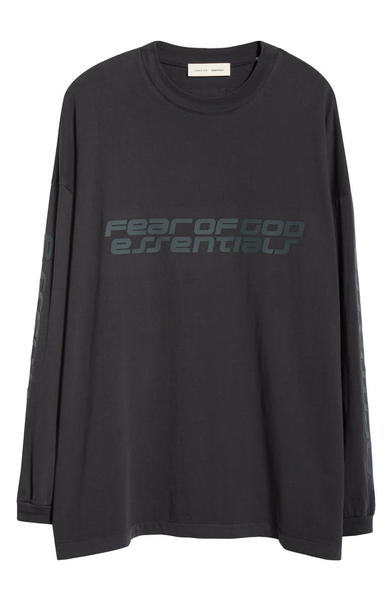 Fear of God Essentials '90s Logo Long Sleeve Cotton Graphic T-Shirt, Alternate, color, Vintage Black