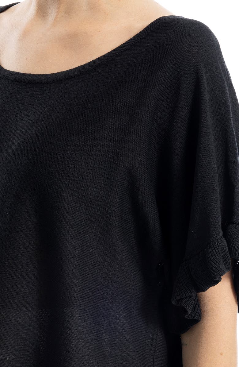 MAX STUDIO Flutter Sleeve Sweater, Alternate, color, Black-Black