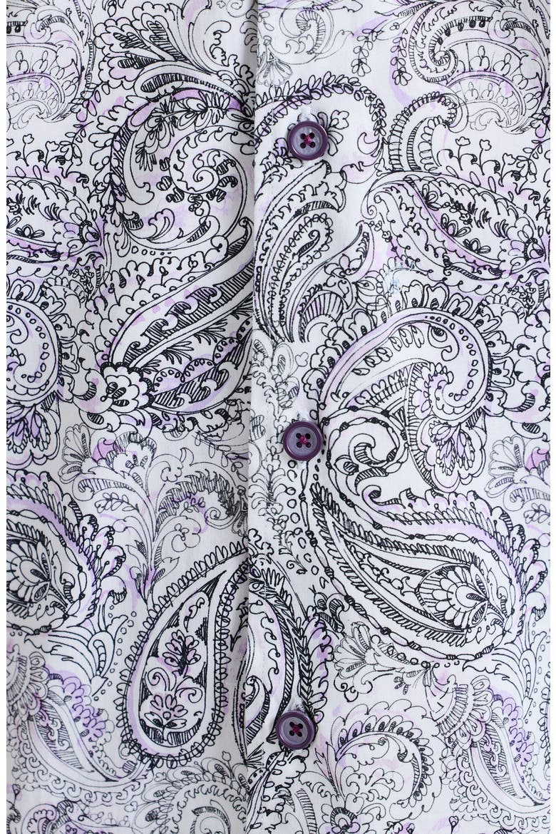 Ibiza Paisley Stretch Button-Up Shirt, Alternate, color, PURPLE