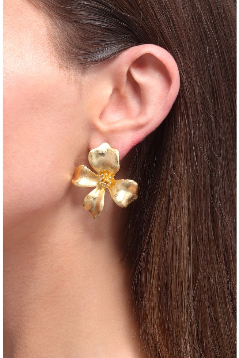 Fiorina Floral Stud Earrings, Alternate, color, GOLD