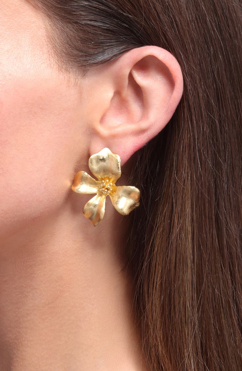 Shashi Fiorina Floral Stud Earrings, Alternate, color, Gold