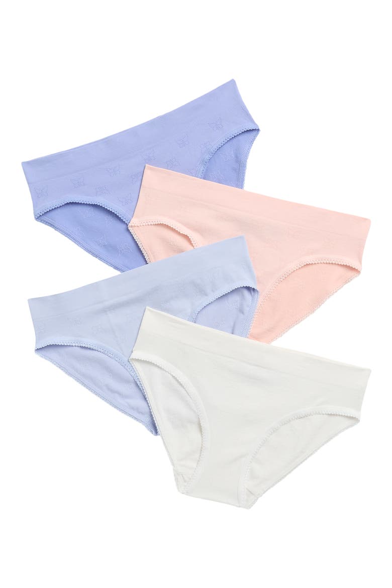 Kids' Assorted 4-Pack Pointelle Knit Bikini Briefs, Main, color, PEACH GELATO/ COCONUT/ PERI