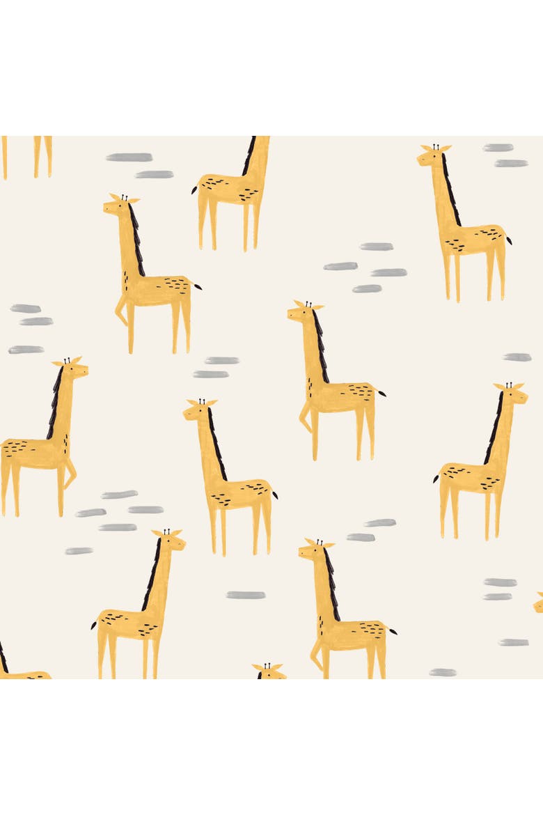 Signature Giraffe Organic Cotton Fitted Crib Sheet, Alternate, color, Yellow