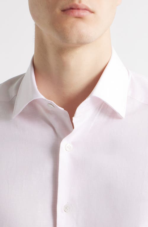 Jack Victor Danforth Stretch Cotton & Linen Blend Dress Shirt In Pink