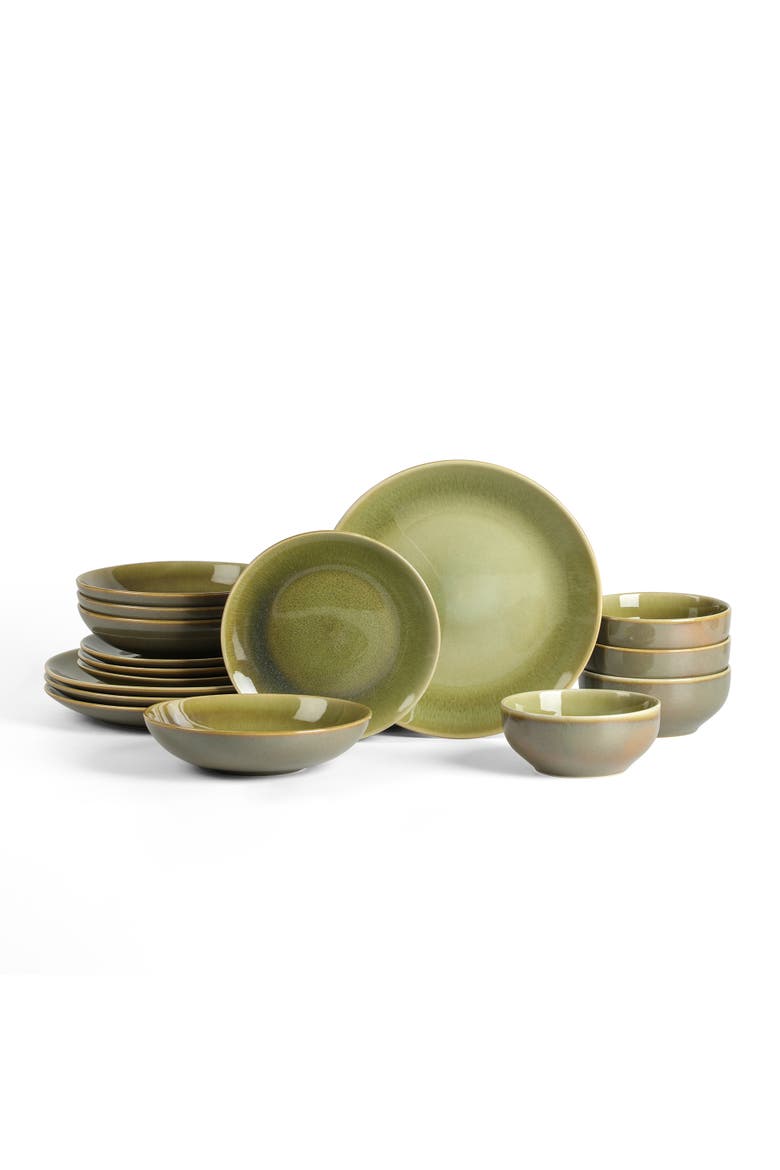 Riley 16-Piece Dinnerware Set Stoneware, Service for 4, Main, color, Green and Blue