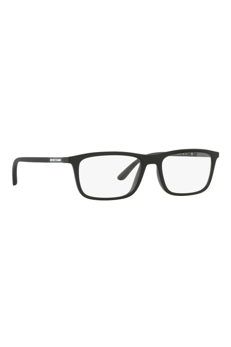 55mm Rectangular Glasses, Alternate, color, MATTE BLACK / CLEAR