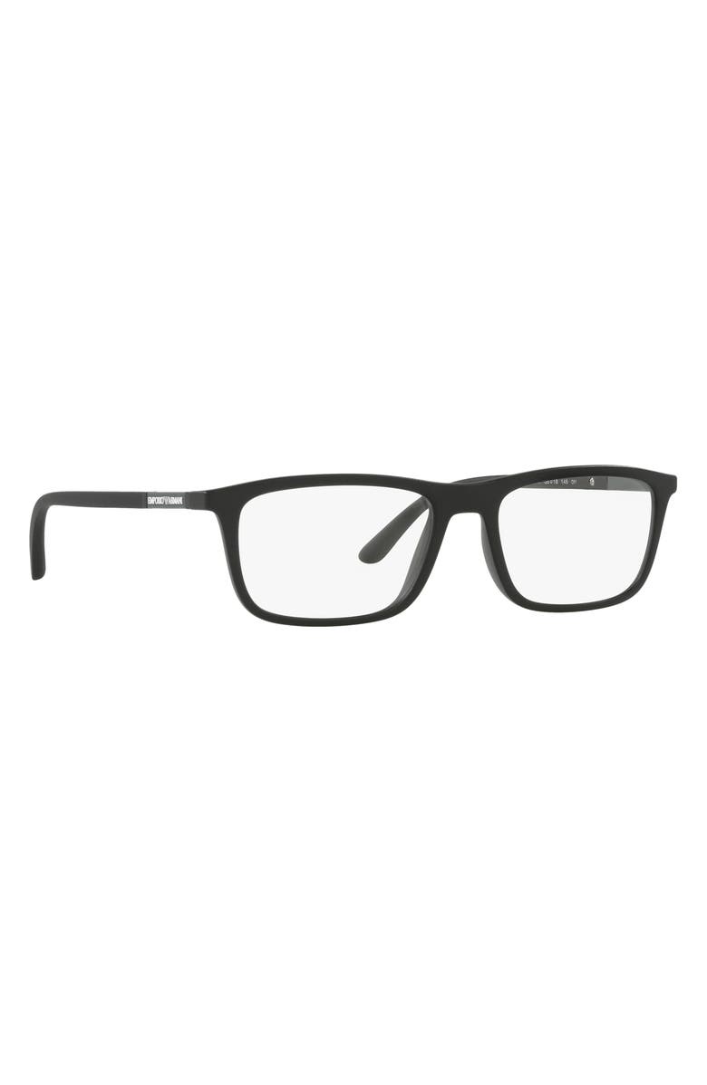 Emporio Armani 55mm Rectangular Glasses, Alternate, color, Matte Black / Clear