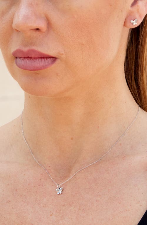 Savvy Cie Jewels Sterling Silver Butterfly Stud Earrings & Pendant Necklace Set In Silver