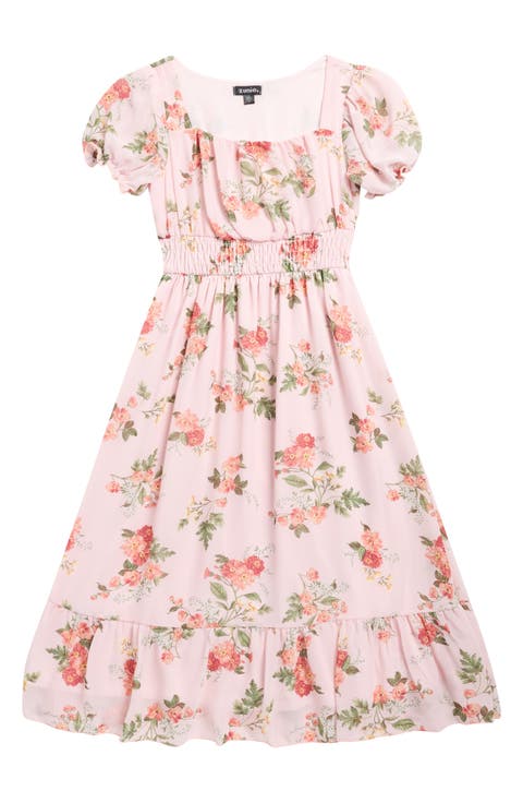 Kids' Floral Puff Sleeve Dress (Big Kid)