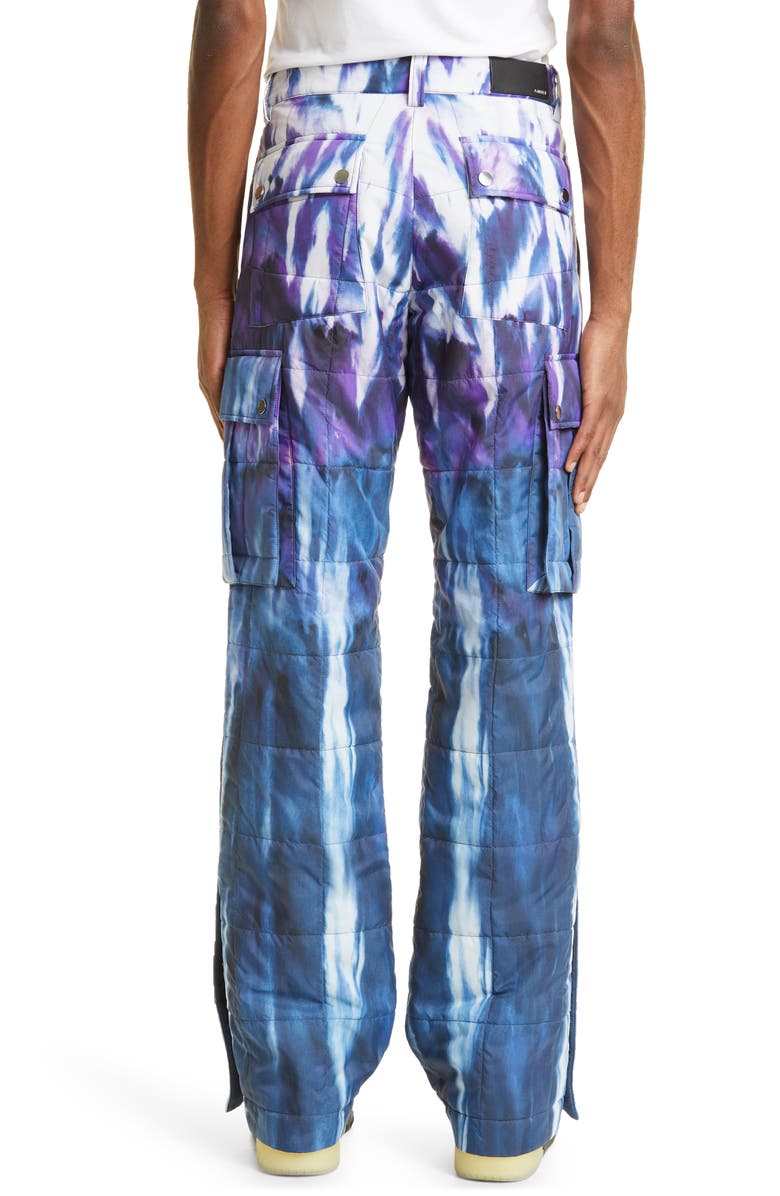 AMIRI Tie Dye Quilted Nylon Flare Leg Cargo Pants, Alternate, color, 