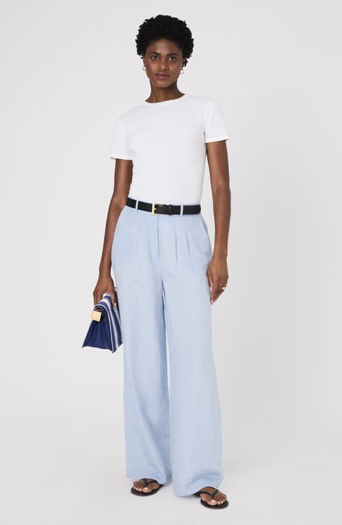 Shop French Connection Birdie Wide Leg Linen Blend Pants In Cashmere Blue
