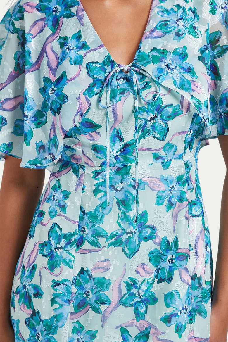 Petite Floral Midi Dress, Alternate, color, Mint