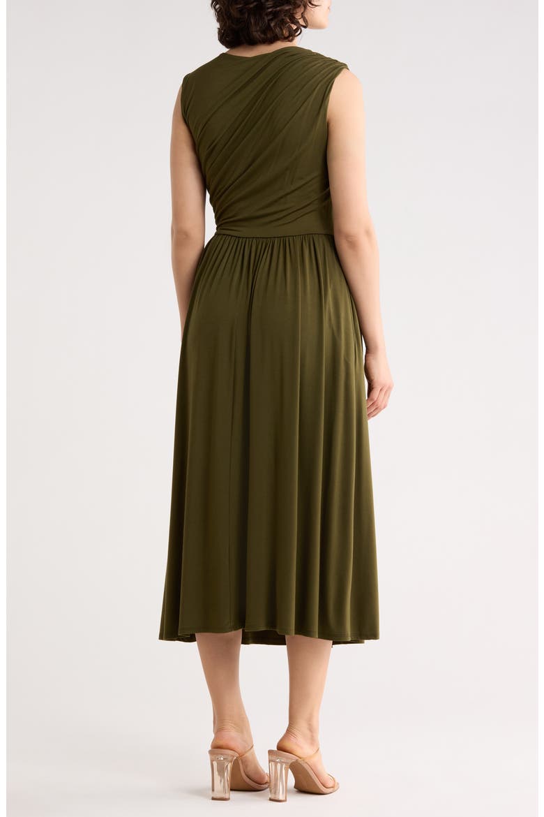Ruched Sleeveless Midi Dress, Alternate, color, OLIVE GREEN
