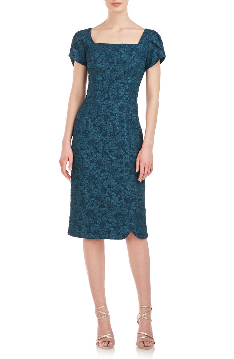 JS Collections Floral Jacquard Sheath Dress, Main, color,
