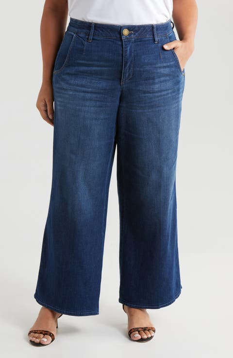 Whitney 'Ab'Solution Skyrise Wide Leg Ankle Jeans (Plus)