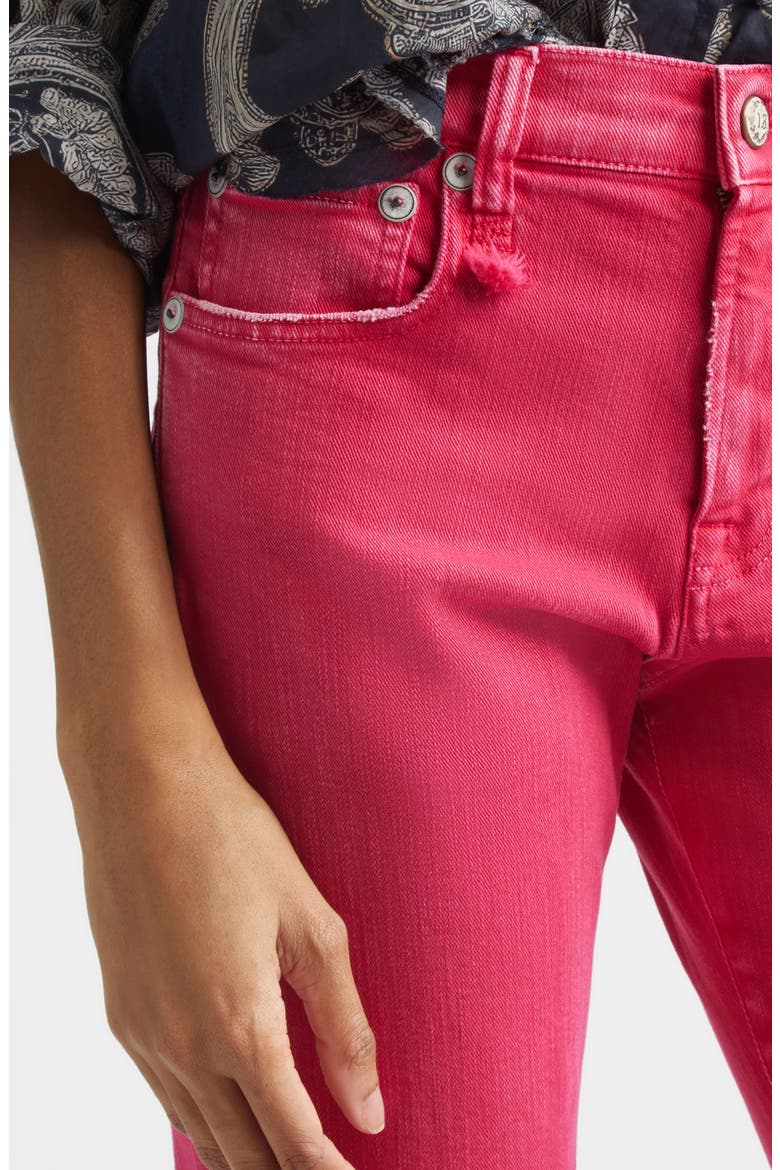 Romeo Distressed Crop Slim Straight Leg Jeans, Alternate, color, FUCHSIA STRETCH