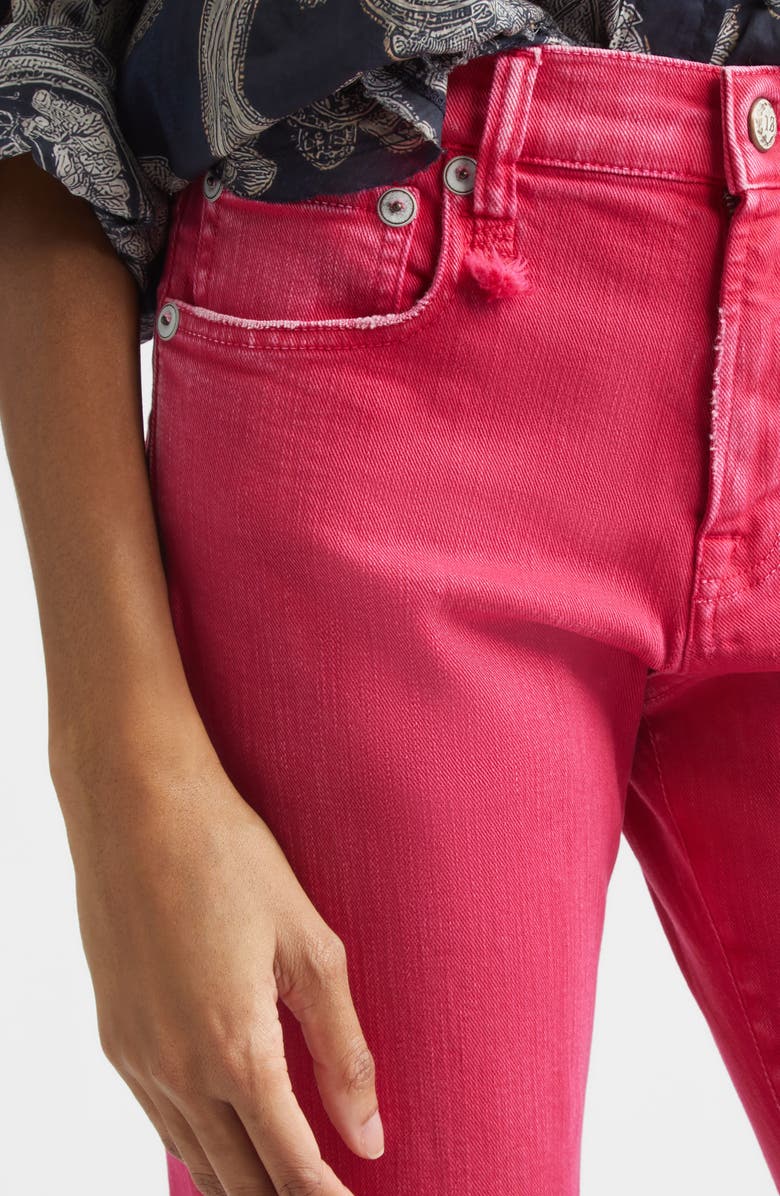 R13 Romeo Distressed Crop Slim Straight Leg Jeans, Alternate, color, Fuchsia Stretch