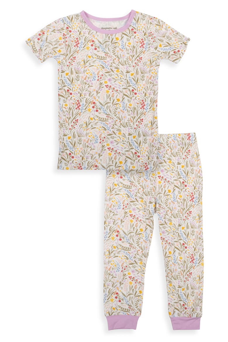 Kids' Floral Magnetic Two-Piece Pajamas, Main, color, PURPLE