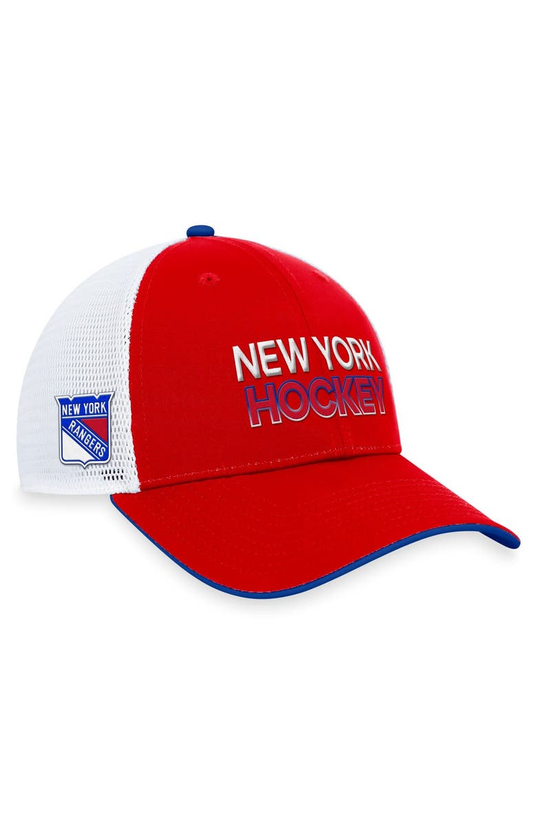 FANATICS Men's Fanatics Branded Red New York Rangers Authentic Pro Rink Trucker Adjustable Hat, Main, color, Red
