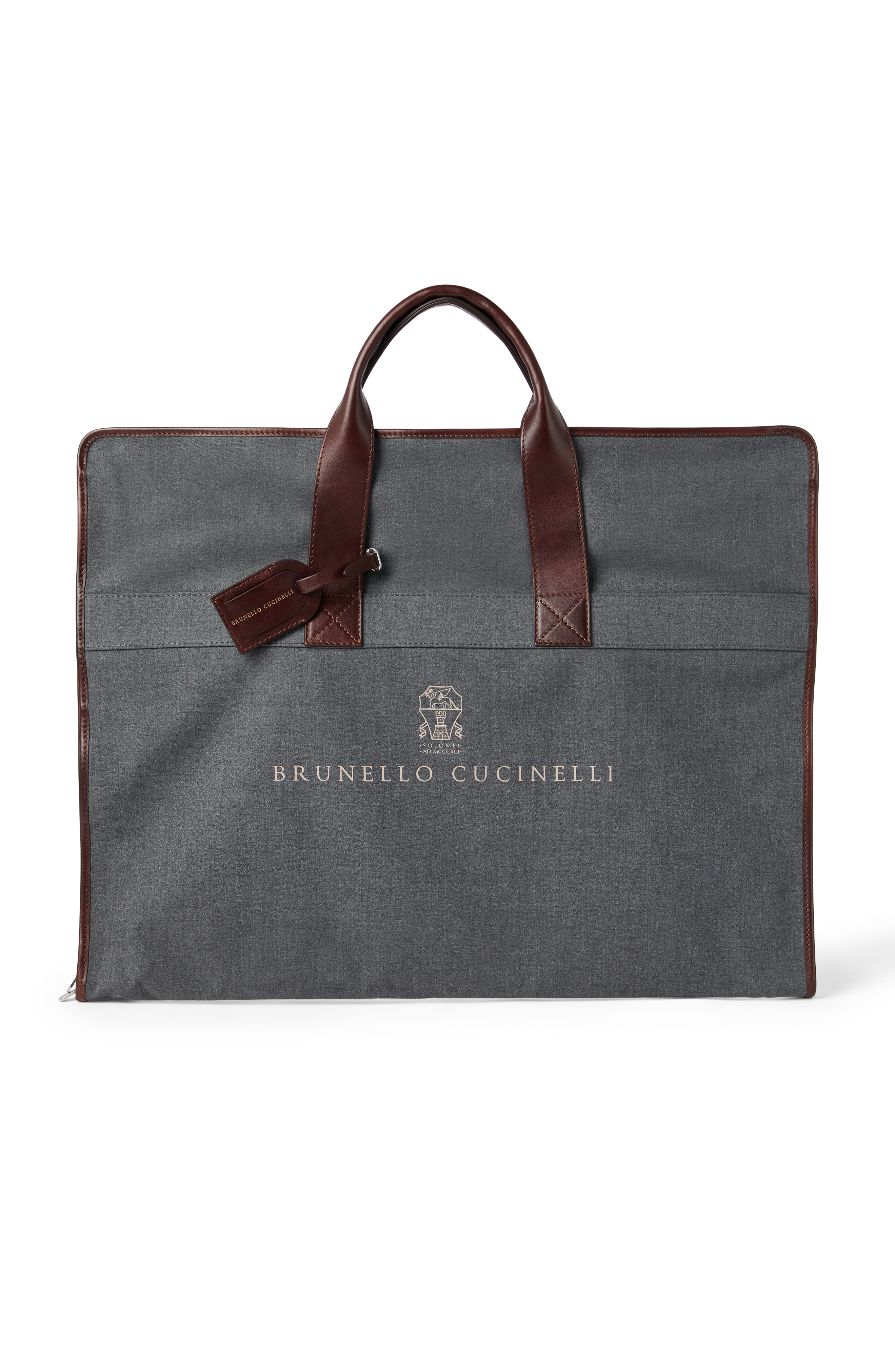 Brunello Cucinelli Calfskin suit carrier, Main, color, Dark Grey